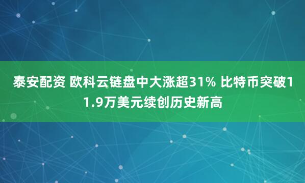 泰安配资 欧科云链盘中大涨超31% 比特币突破11.9万美元续创历史新高