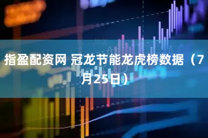 指盈配资网 冠龙节能龙虎榜数据（7月25日）