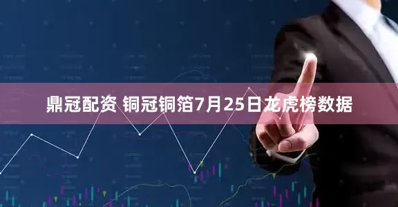 鼎冠配资 铜冠铜箔7月25日龙虎榜数据